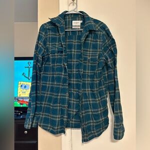 GOOD FELLOW & CO Women’s Teal and Green Flannel Shirt MEDIUM